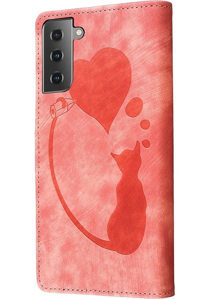 Samsung Galaxy S22+ 5g Için Kalem Kalp Kedi Pu Kılıf (Yurt Dışından)