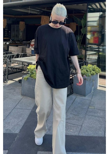 Kadın Oversize Penye Kısa Kollu T-Shirt fiyatları