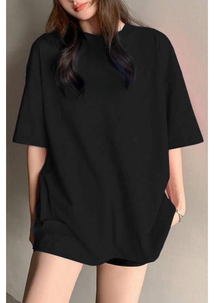 Kadın Oversize Penye Kısa Kollu T-Shirt modelleri