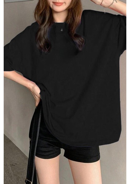 Kadın Oversize Penye Kısa Kollu T-Shirt fırsatları