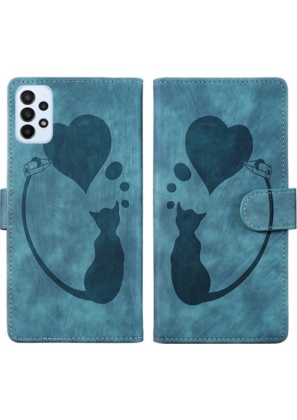 Samsung Galaxy A52 5g / A52S 5g Için Kalem Kalp Kedi Pu Kılıf (Yurt Dışından)