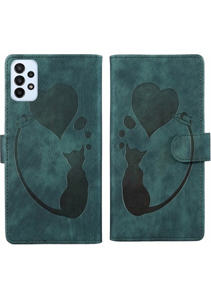 Samsung Galaxy A52 5g / A52S 5g Için Kalem Kalp Kedi Pu Kılıf (Yurt Dışından)