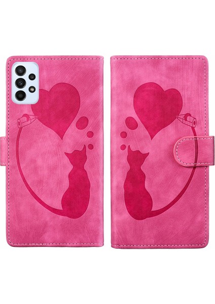Samsung Galaxy A52 5g / A52S 5g Için Kalem Kalp Kedi Pu Kılıf (Yurt Dışından)