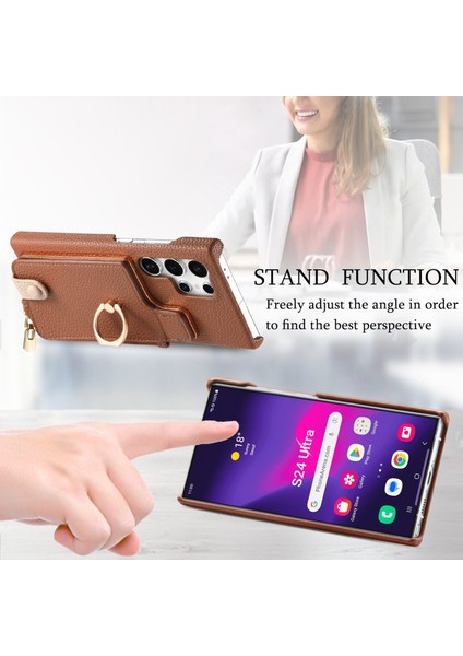 Samsung Galaxy S24 Ultra 5g Için Deri Cüzdan Telefon Kılıfı (Yurt Dışından)