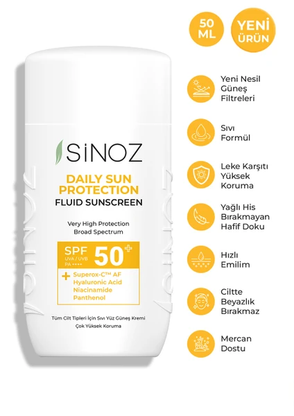 SPF50+ Günlük Kullanım  Sıvı Güneş Kremi - Yeni Nesil Güneş Filtreleri İle Hibrit Formül 50ML