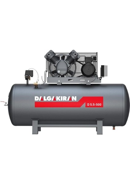500 Lt. Kompresör 380V 4kw/5,5hp Tek Kademeli 7 Bar D5,5-500