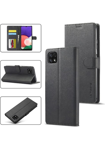 Samsung Galaxy A22 5g Kart Yuvaları Cüzdan Buzağı Doku Yatay (Yurt Dışından)