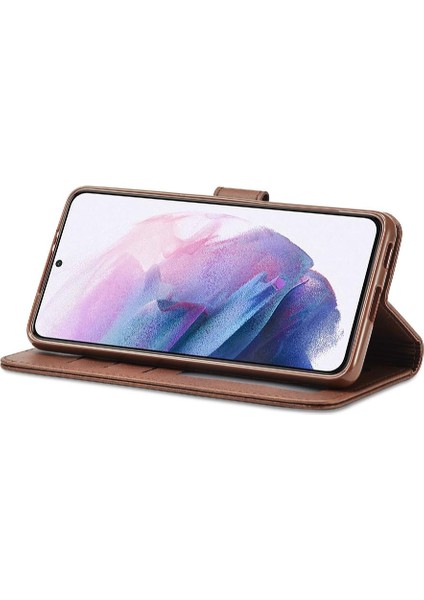 Tutucu Kart Yuvaları ile Samsung Galaxy S22 Için Kılıf Cüzdan Buzağı Doku (Yurt Dışından) modelleri