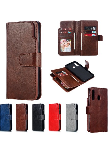 Samsung Galaxy A50/A50S/A30S Pu Deri Cüzdan 9 Kart Yuvaları (Yurt Dışından)