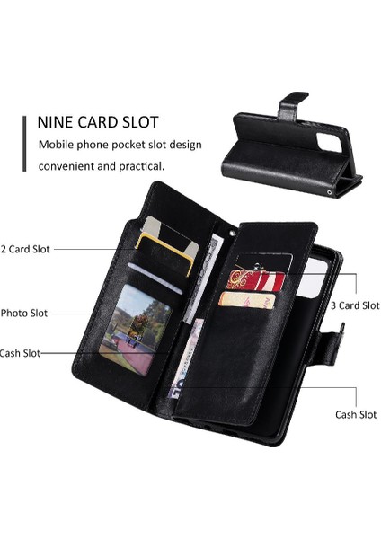 Samsung Galaxy Case 5g Kickstand Cüzdan 9 Kart Yuvaları Pu Deri Kılıf (Yurt Dışından)