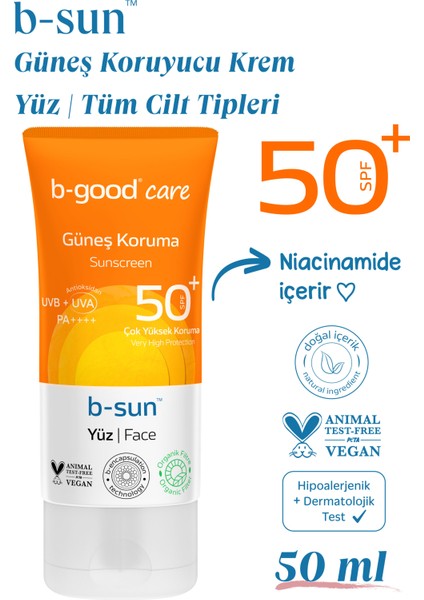 B-Good Yetişkin Güneş Kremi Spf 50+ Yüz Için 50 Ml