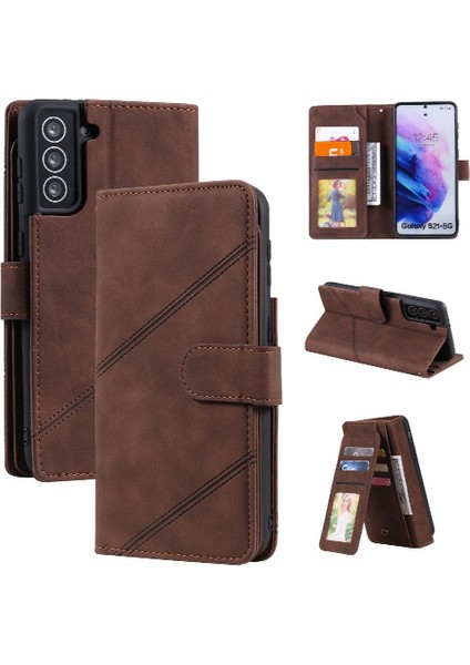 Samsung Galaxy S21 Artı Manyetik Kart Tutucu Kickstand Cüzdan Pu (Yurt Dışından)