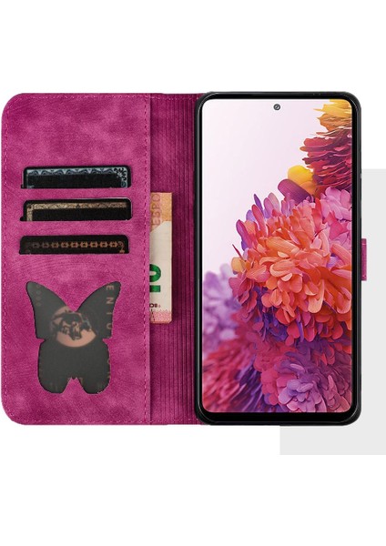 Samsung Galaxy S20 Artı Kabartmalı Kelebek Kedi Flip Folio Cüzdan (Yurt Dışından)