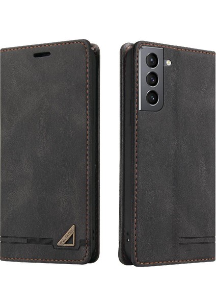 Samsung Galaxy S21 Premium Deri Premium Deri Kickstand Için Kılıf (Yurt Dışından)