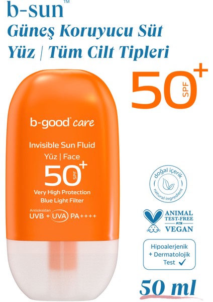 B-Good Yetişkin Güneş Sütü Spf 50+ Yüz Için 50 Ml