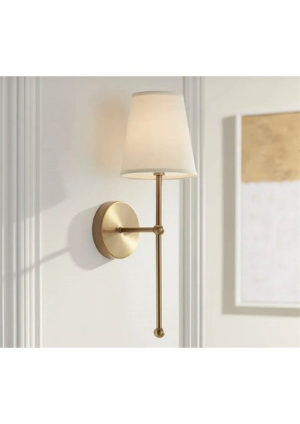 Modern Tasarım 1 Adet Ledli Pilli Aplik Tak Çalıştır Eskitme Gold Sarı Krem Abajur Gün Işığı Pilli