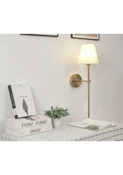 Modern Tasarım 1 Adet Ledli Pilli Aplik Tak Çalıştır Eskitme Gold Sarı Krem Abajur Gün Işığı Pilli