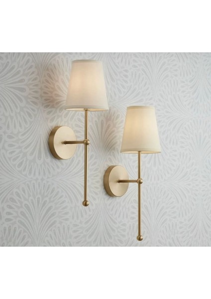 Modern Tasarım 1 Adet Ledli Pilli Aplik Tak Çalıştır Eskitme Gold Sarı Krem Abajur Gün Işığı Pilli