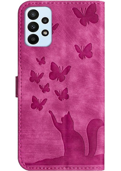Samsung Galaxy A32 5g Kabartmalı Kelebek Kedi Flip Folio Tutucu (Yurt Dışından)