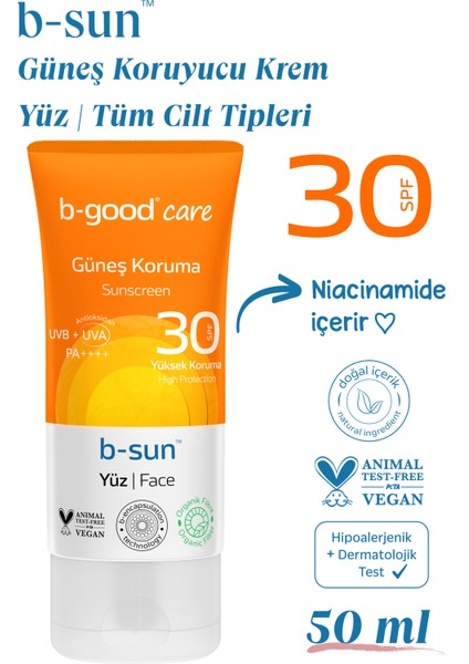 B-Good Yetişkin Güneş Kremi Spf 30 Yüz Için 50 Ml