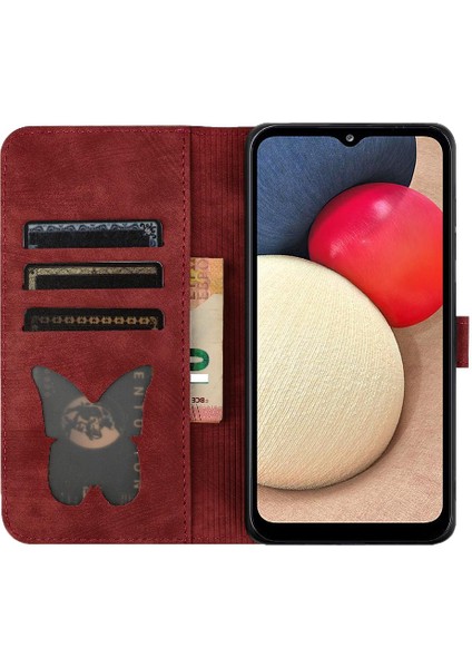 Samsung Galaxy A12 5g Kart Cep Cüzdan Kılıf Kabartmalı Kedi (Yurt Dışından)
