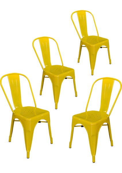 Tolix Kolsuz Metal Sandalye-Sarı(4 Adet)