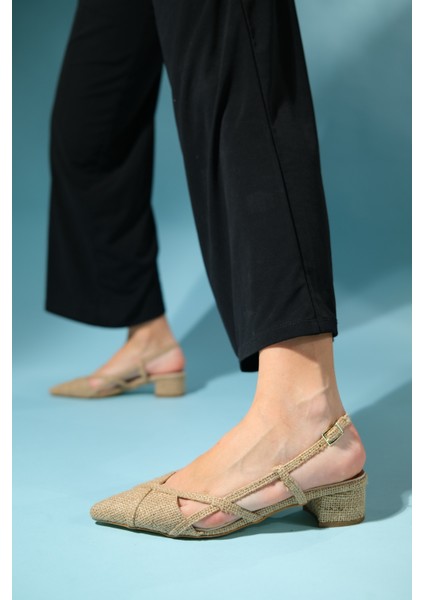 Steve Bej Hasır Kadın Kısa Topuklu Sandalet indirimleri