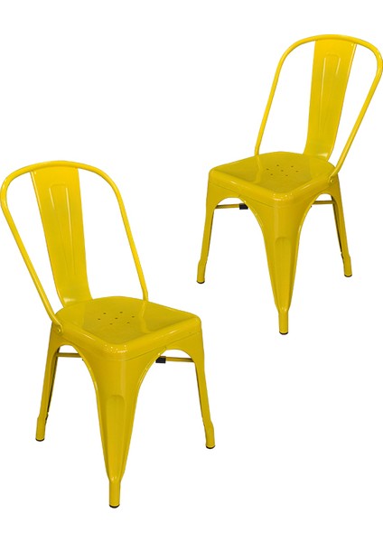 Tolix Kolsuz Metal Sandalye-Sarı(2 Adet)