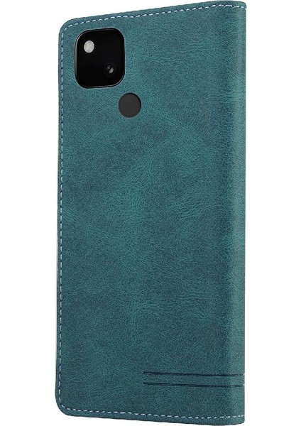 Google Pixel 5 Kickstand Iki Kart Yuvaları Premium Deri Premium Için Kılıf (Yurt Dışından)