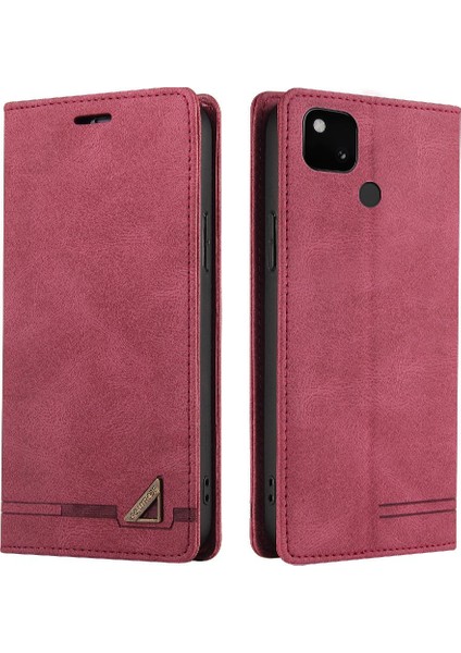 Google Pixel 5 Kickstand Iki Kart Yuvaları Premium Deri Premium Için Kılıf (Yurt Dışından)