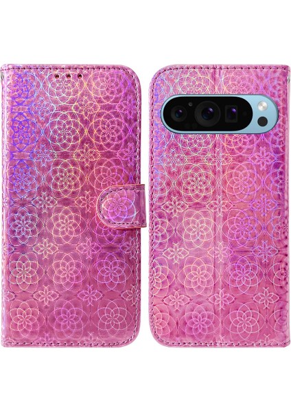 Google Piksel 9 Cüzdan Durumda Premium Pu Deri Glitter Renkli (Yurt Dışından)