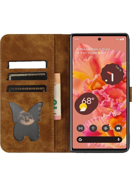 Google Piksel 7 Pro Tutucu Kapak Kartı Cep Kabartmalı Kelebek Için Kılıf (Yurt Dışından)