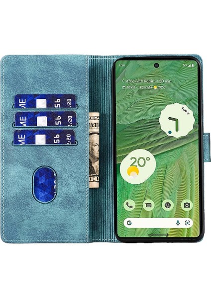 Google Piksel 7 Pro Cüzdan Durumda Kabartmalı Sevimli Kedi Kart Cebi (Yurt Dışından)