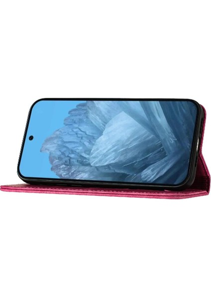 Google Piksel 9 Pro Kabartmalı Kelebek Kedi Cüzdan Kılıf Kartı Için Kılıf (Yurt Dışından)