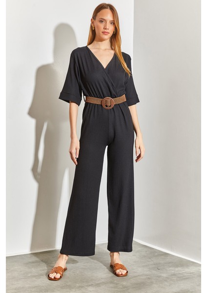 Kruvaze Yaka Kemerli Tulum