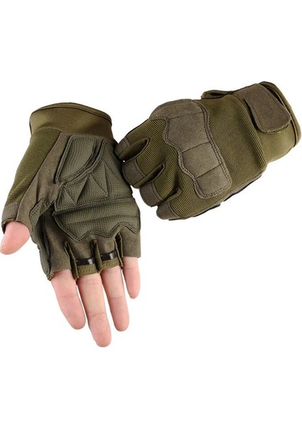 Yeşil Stil M Boyutu Taktik Eldiven Knuckle Koruyucu Nefes Hafif Askeri Eldiven Parmaksız Eldiven Yarım Parmak Erkekler Spor Açık Havada (Yurt Dışından)