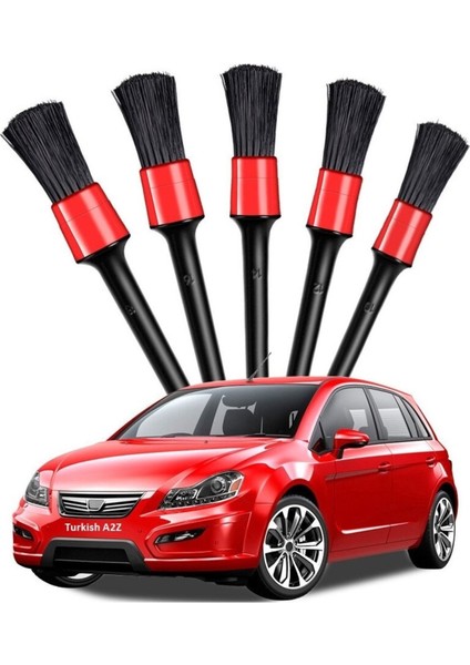 Main Shop Detay Fırçası Seti 5li Detaylı Farklı Boyutlarda Fırça Seti Oto Araç Motor Temizlik Fırçaları