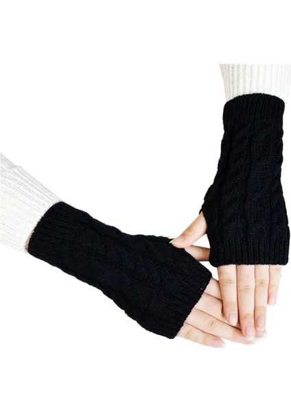 Beyaz Stil Yarım Parmak Eldiven Kış Yumuşak Sıcak Eldivenler Handschoenen Unisex Guantes Mujer Kadın Yumuşak Sıcak Yün Örgü Kol Eldivenleri (Yurt Dışından) modelleri