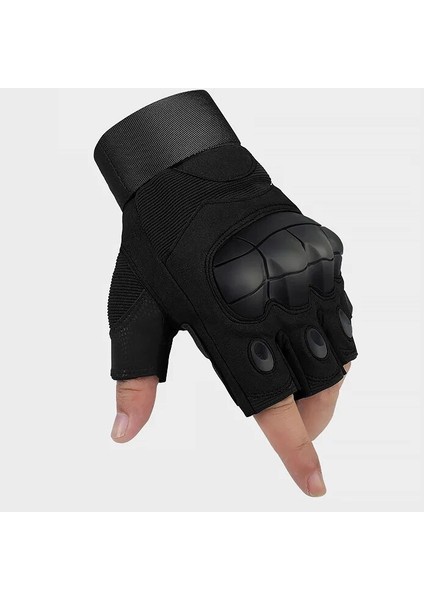 Siyah Stil M Boyutu Amping Yürüyüş Eldivenleri Yumuşak Yarım Parmak Taktik Eldiven Askeri Kaymaz Kauçuk Sert Knuckle Eldiven Paintball Yüksek (Yurt Dışından)