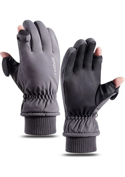 Gri Tarzı L Boyutu Erkekler Için Kayak Eldivenleri Açık Bisiklet Rüzgar Geçirmez Su Geçirmez Peluş Sıcak Çevirme Parmak Dokunmatik Ekran Bisiklet Kış Spor Eldiven (Yurt Dışından)