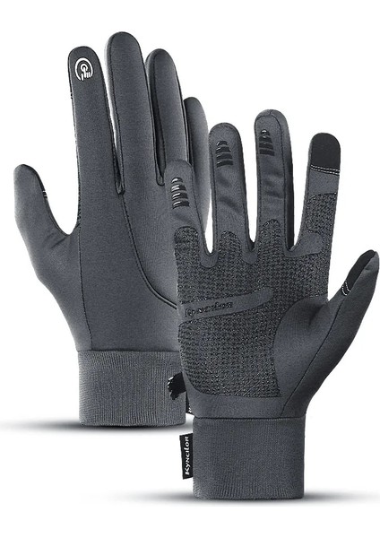 Gri Tarzı L Boyutu Kış Eldiven Erkekler Bisiklet Bisiklet Kadın Termal Polar Soğuk Rüzgar Su Geçirmez Dokunmatik Ekran Bisiklet Sıcak Açık Koşu (Yurt Dışından)