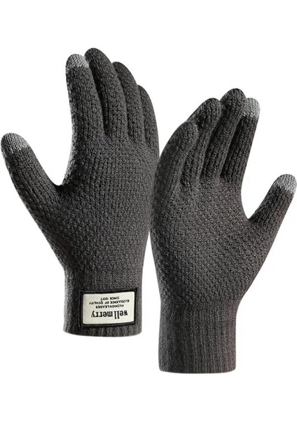 C Tarzı Bisiklet Örme Tam Parmak Eldiven Erkekler ve Kadınlar Kış Sıcak Dokunmatik Ekran Bisiklet Sıcak Eldiven Açık Spor Balıkçılık Eldiven (Yurt Dışından)