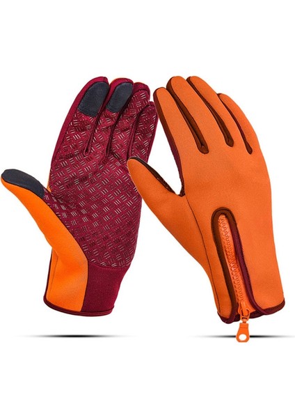 Turuncu Tarzı S Beden Wanayou Dokunmatik Ekran Polar Spor Eldiven, Su Geçirmez Erkek Kadın Kış Termal Sıcak Açık Yürüyüş Eldiveni, Kaymaz Kayak Bisiklet (Yurt Dışından)