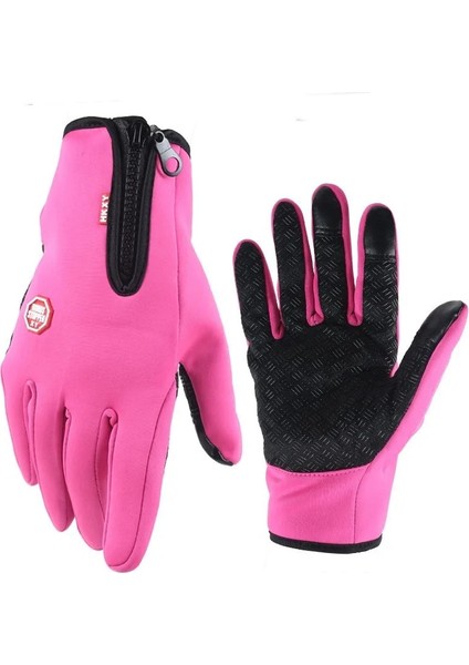 Pembe Tarzı S Beden Kış Bisiklet Eldiveni Bisiklet Sıcak Dokunmatik Ekran Tam Parmak Eldiven Rüzgar Geçirmez Motosiklet Bisiklet Kayak Eldiveni Kaymaz Kamp Eldiveni (Yurt Dışından)