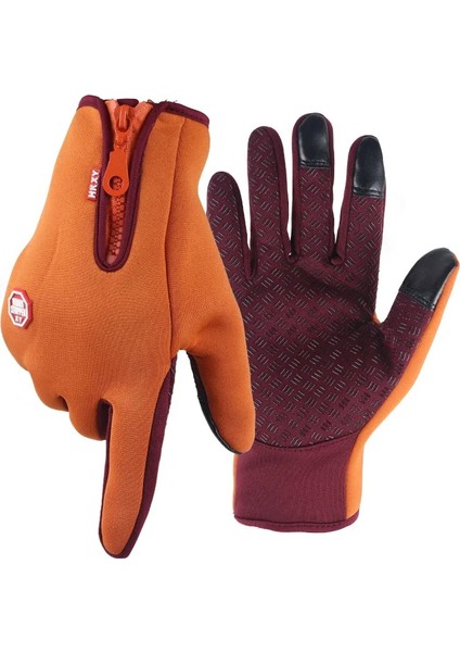 Turuncu Tarzı M Boyutu Kış Bisiklet Eldiveni Bisiklet Sıcak Dokunmatik Ekran Tam Parmak Eldiven Rüzgar Geçirmez Motosiklet Bisiklet Kayak Eldiveni Kaymaz Kamp Eldiveni (Yurt Dışından)
