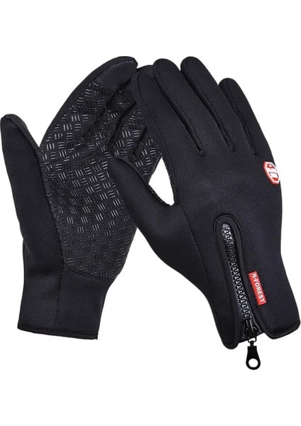 Siyah Stil S Beden Bisiklet Eldiveni Kış Isıtıcı Rüzgar Geçirmez Kayak Eldivenleri Erkek Kadın Dokunmatik Ekran Motosiklet Eldivenler Luva Guantes Su Geçirmez Mitten (Yurt Dışından)