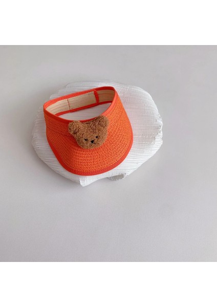 Turuncu Tarzı Yaz Örgü Güneşlik Kapaklar Sevimli Karikatür Ayı Kap Örgü Nefes Açık Çocuklar 6 Ay-5 Yaş Çocuklar Için Güneşlikler Katlayın (Yurt Dışından)