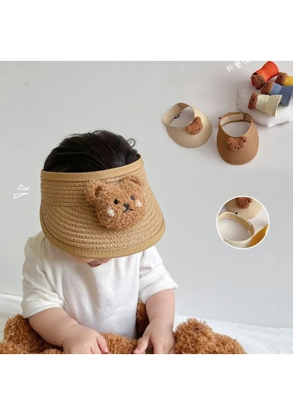 Turuncu Tarzı Yaz Örgü Güneşlik Kapaklar Sevimli Karikatür Ayı Kap Örgü Nefes Açık Çocuklar 6 Ay-5 Yaş Çocuklar Için Güneşlikler Katlayın (Yurt Dışından) modelleri