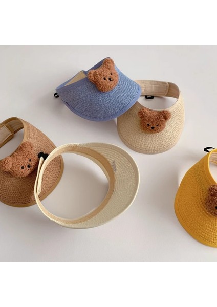 Turuncu Tarzı Yaz Örgü Güneşlik Kapaklar Sevimli Karikatür Ayı Kap Örgü Nefes Açık Çocuklar 6 Ay-5 Yaş Çocuklar Için Güneşlikler Katlayın (Yurt Dışından) indirimleri