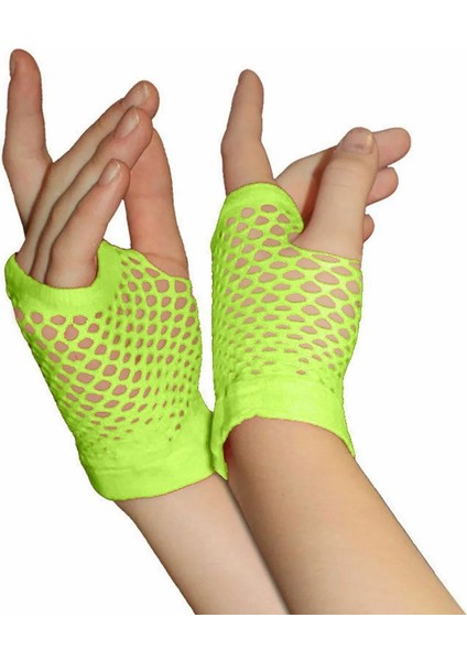 Sarı Stil Örgü Eldiven Yaz Bayanlar Kızlar Kısa Metyle Fishnet Eldiven Gotik Punk Rock Kostüm Partisi Parmaksız Eldiven Giymek (Yurt Dışından)